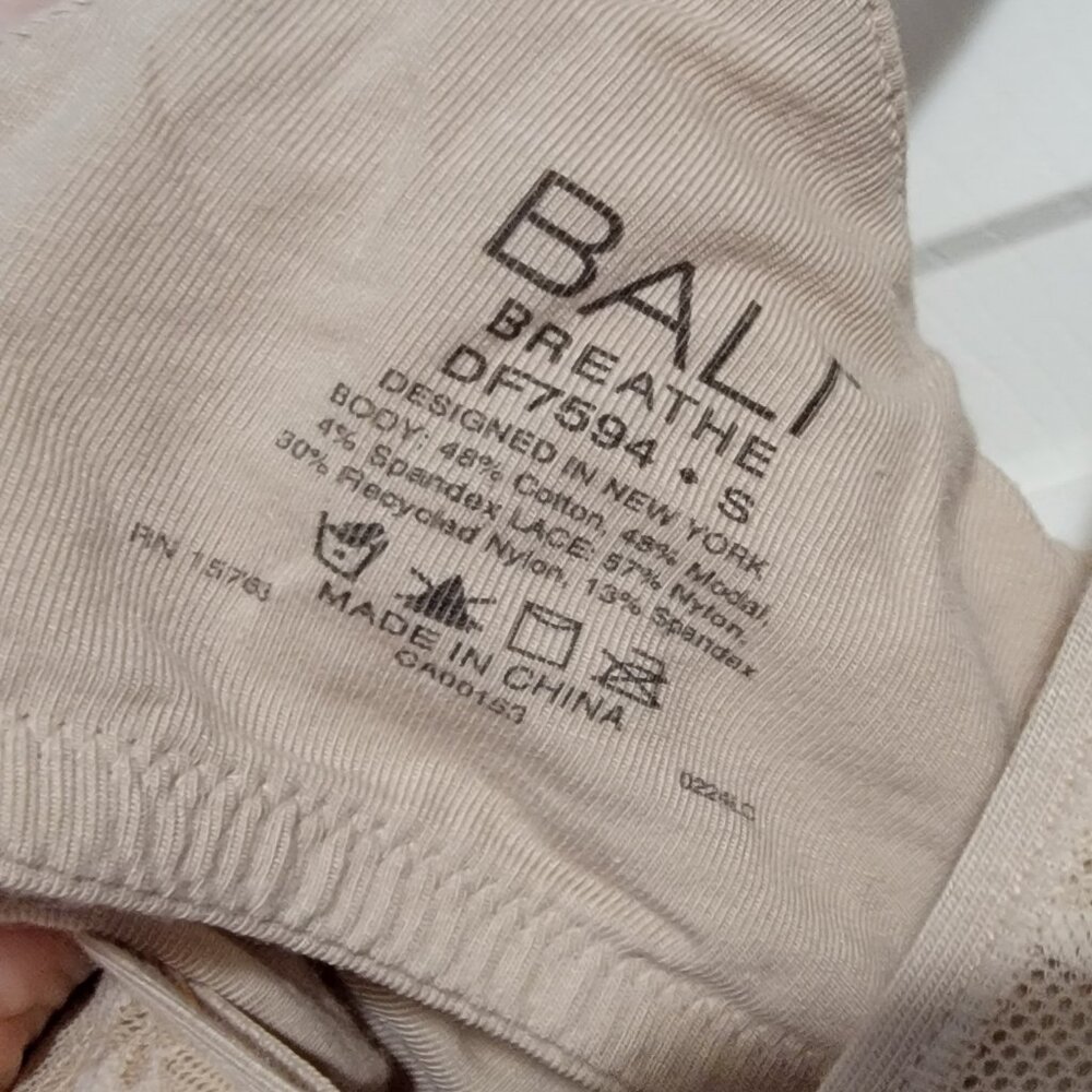 Bali Breathe Wireless T-Shirt Bra, Small, Almond - Picture 3 of 6